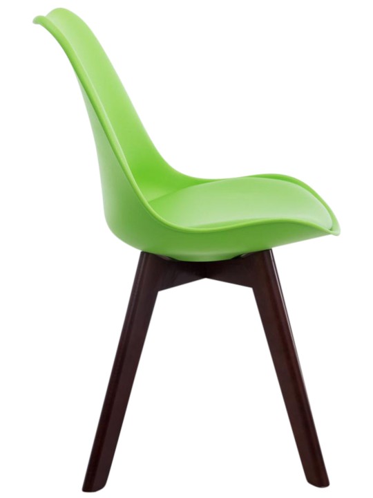 Sæt med 4 besøgsstole Borneo V2 valnød imiteret læder, grøn