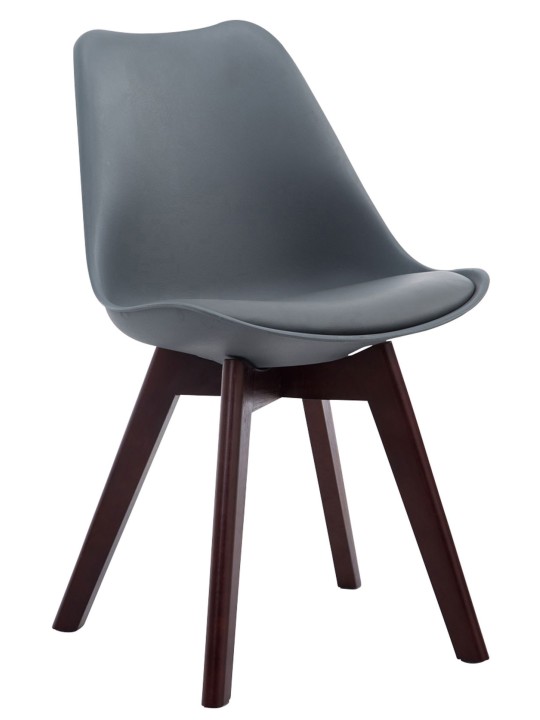 Sæt med 4 besøgsstole Borneo V2 valnød imiteret læder, grå