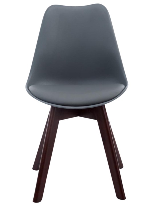 Sæt med 4 besøgsstole Borneo V2 valnød imiteret læder, grå