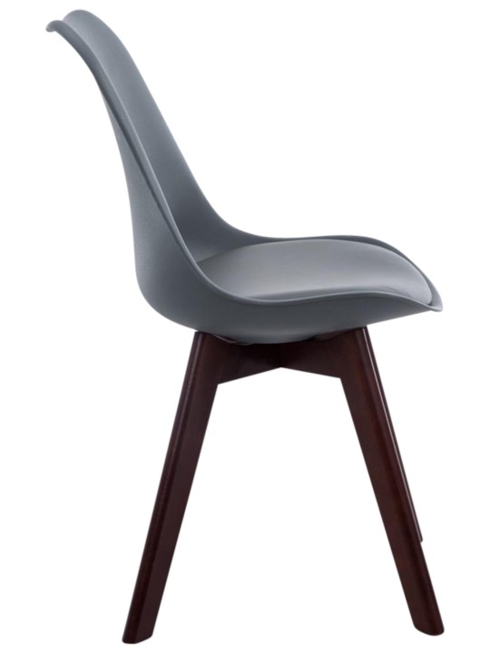 Sæt med 4 besøgsstole Borneo V2 valnød imiteret læder, grå