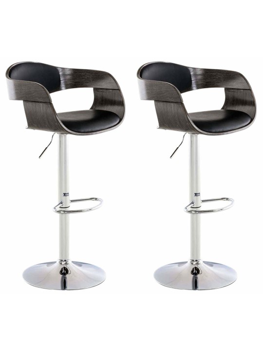 Sæt med 2 barstole Kingston C imiteret læder, sort/grå Sæt med 2 barstole Kingston C imiteret læder, sort/grå