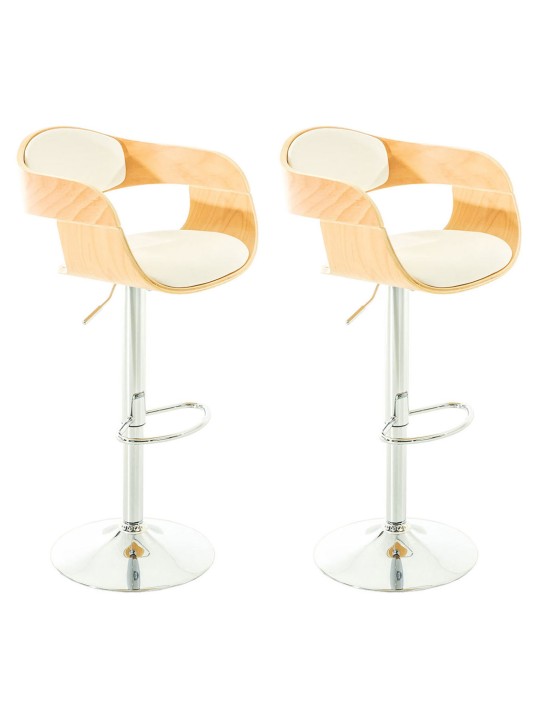 Sæt med 2 barstole Kingston C imiteret læder, natur/hvid