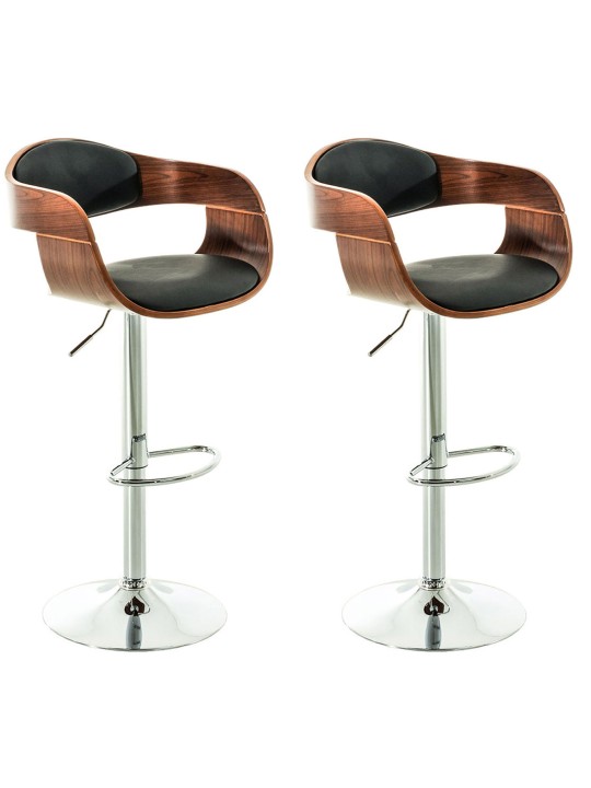 Sæt med 2 barstole Kingston C imiteret læder, valnød/sort