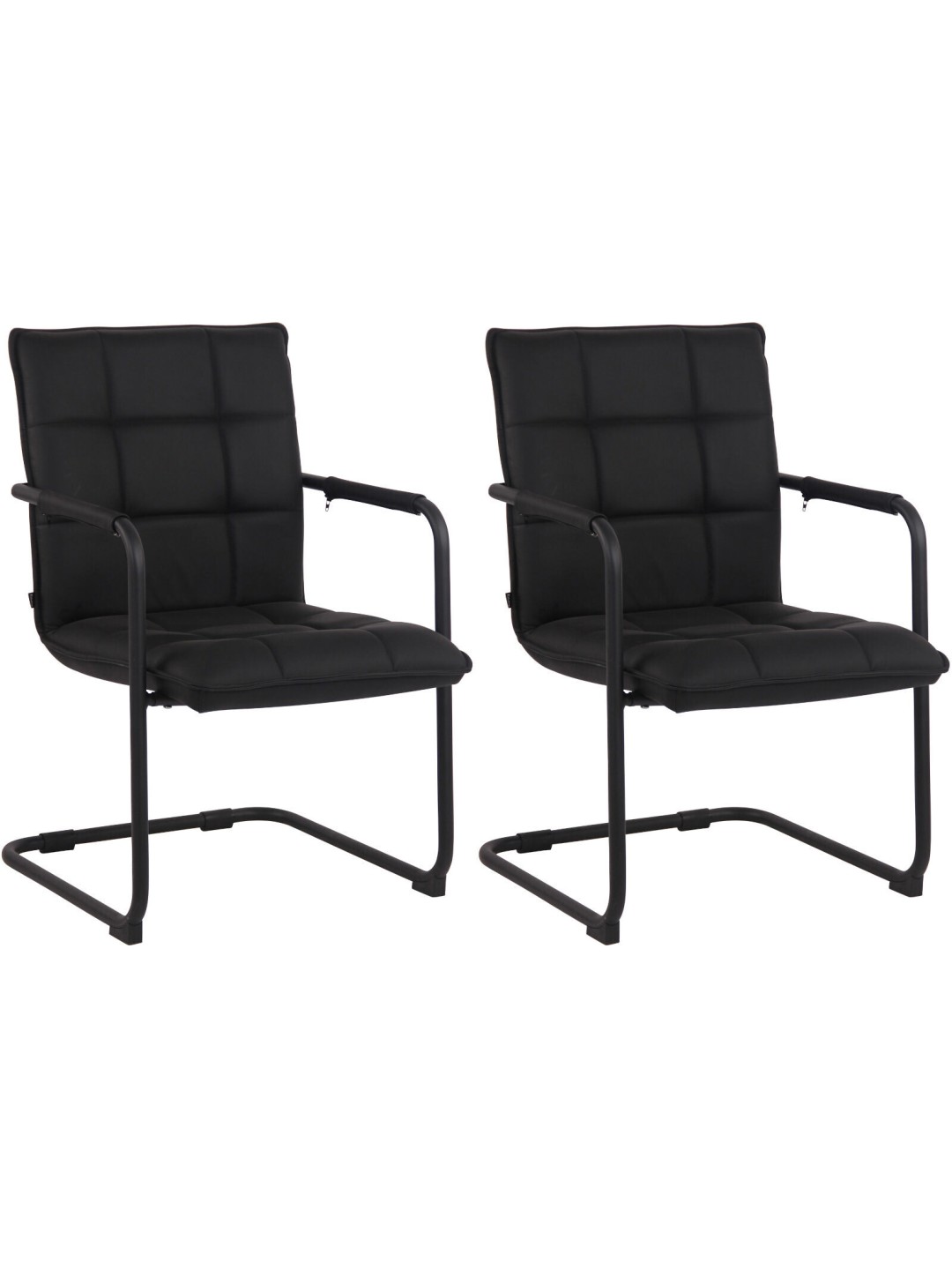 Sæt med 2 stole Gandia ægte læder, sort