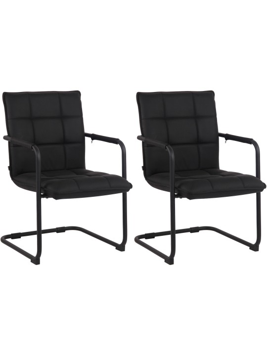 Sæt med 2 stole Gandia ægte læder, sort