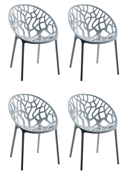 Sæt med 4 stole Hope, grå