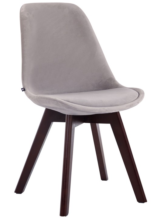 Sæt med 4 besøgsstole Borneo V2 fløjl valnød, grå Sæt med 4 besøgsstole Borneo V2 fløjl valnød, grå