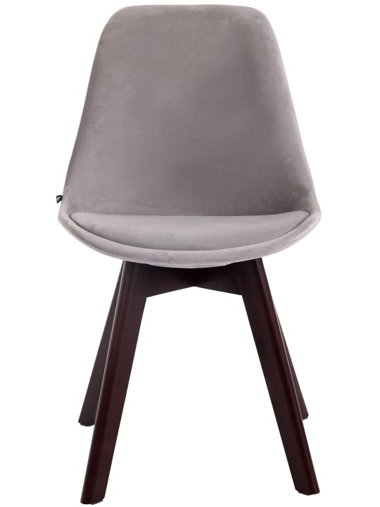 Sæt med 4 besøgsstole Borneo V2 fløjl valnød, grå Sæt med 4 besøgsstole Borneo V2 fløjl valnød, grå