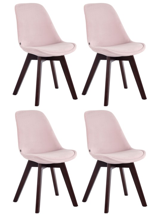 Sæt med 4 besøgsstole Borneo V2 fløjl valnød, pink