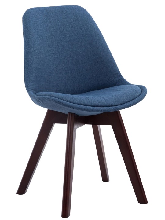 Sæt med 4 besøgsstole Borneo V2 valnødstof, blå