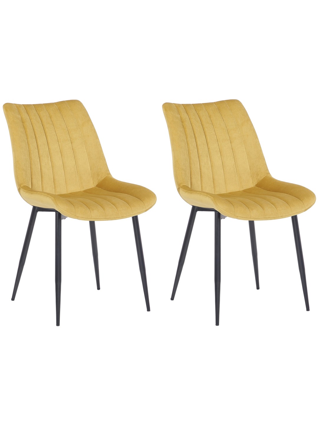 Sæt med 2 stole Rahden velvet, gul