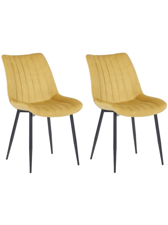 Sæt med 2 stole Rahden velvet, gul