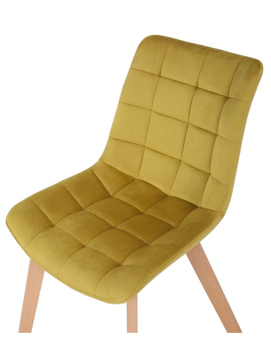 Sæt med 2 spisestuestole Passaic velvet, gul
