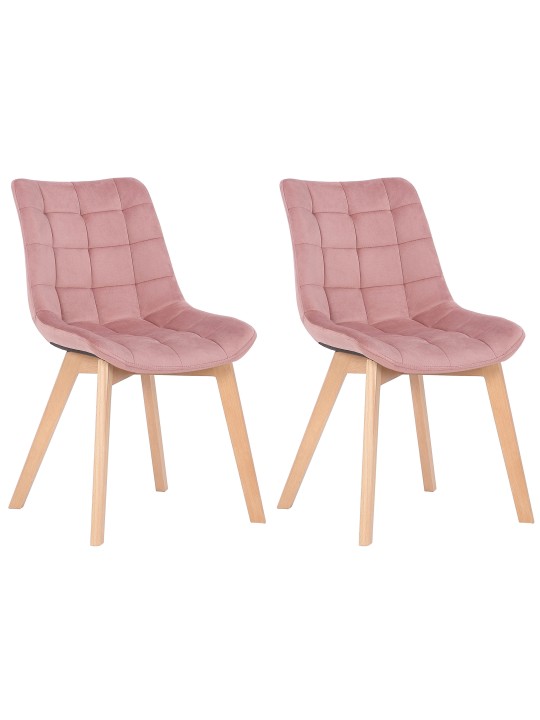 Sæt med 2 spisestuestole Passaic velvet, pink