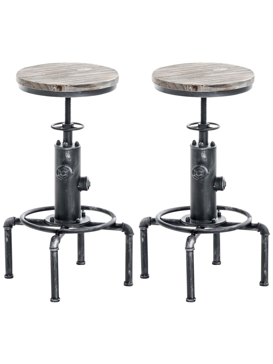 Sæt med 2 barstole Lumos, træ, antik sølv