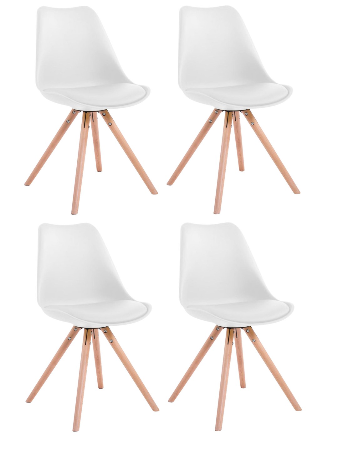 Sæt med 4 stole Toulouse kunstlæder rund natur, hvid