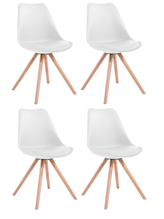 Sæt med 4 stole Toulouse kunstlæder rund natur, hvid Sæt med 4 stole Toulouse kunstlæder rund natur, hvid