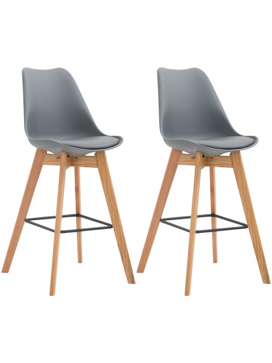 Sæt med 2 barstole Metz plast natur, grå Sæt med 2 barstole Metz plast natur, grå