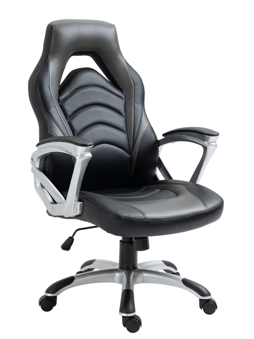 Kontorstol Foxton imiteret læder, sort/grå