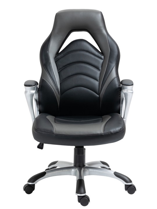 Kontorstol Foxton imiteret læder, sort/grå