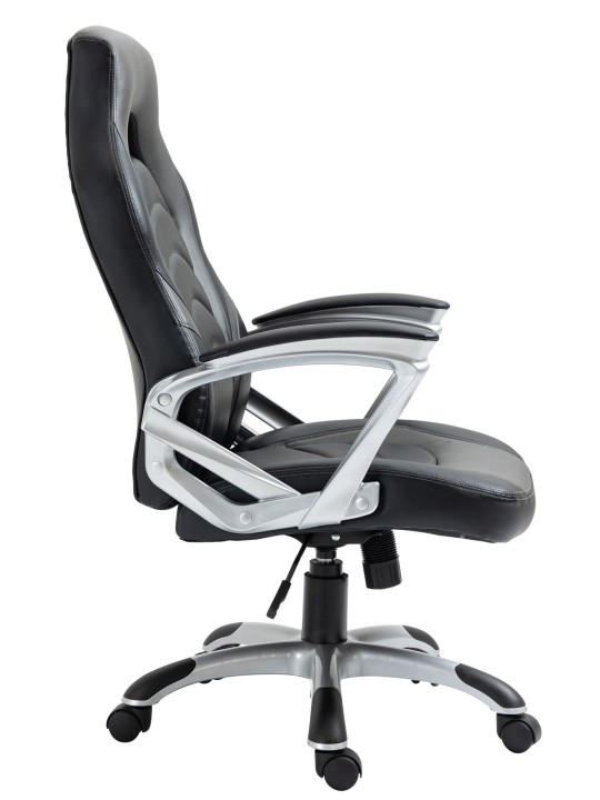 Kontorstol Foxton imiteret læder, sort/grå