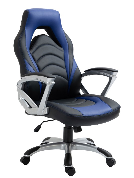 Kontorstol Foxton imiteret læder, sort/blå