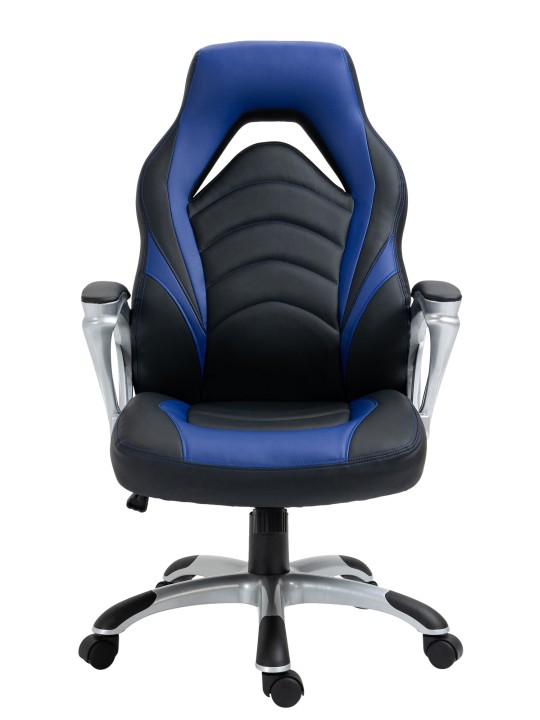 Kontorstol Foxton imiteret læder, sort/blå