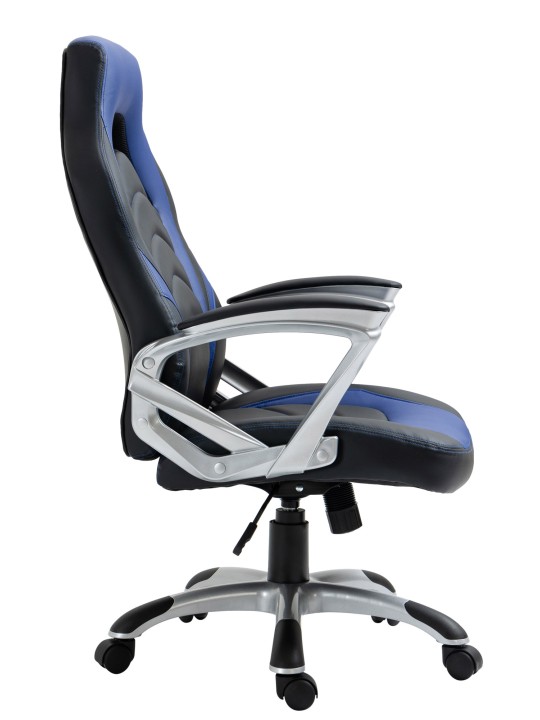 Kontorstol Foxton imiteret læder, sort/blå