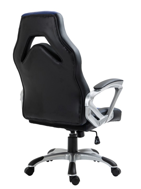 Kontorstol Foxton imiteret læder, sort/blå