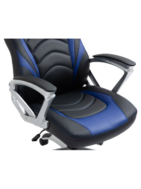 Kontorstol Foxton imiteret læder, sort/blå