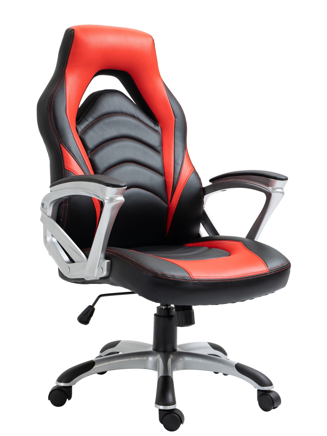 Kontorstol Foxton imiteret læder, sort/rød