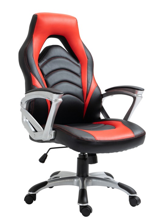 Kontorstol Foxton imiteret læder, sort/rød