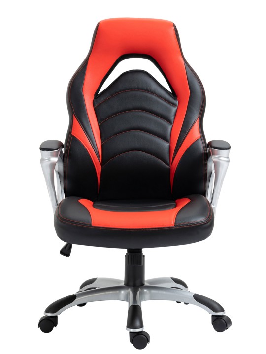 Kontorstol Foxton imiteret læder, sort/rød