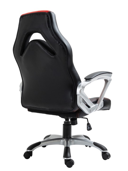 Kontorstol Foxton imiteret læder, sort/rød