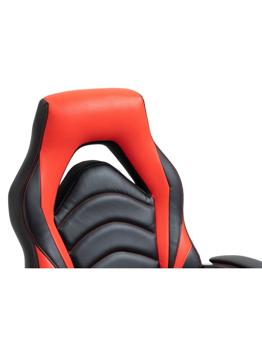 Kontorstol Foxton imiteret læder, sort/rød