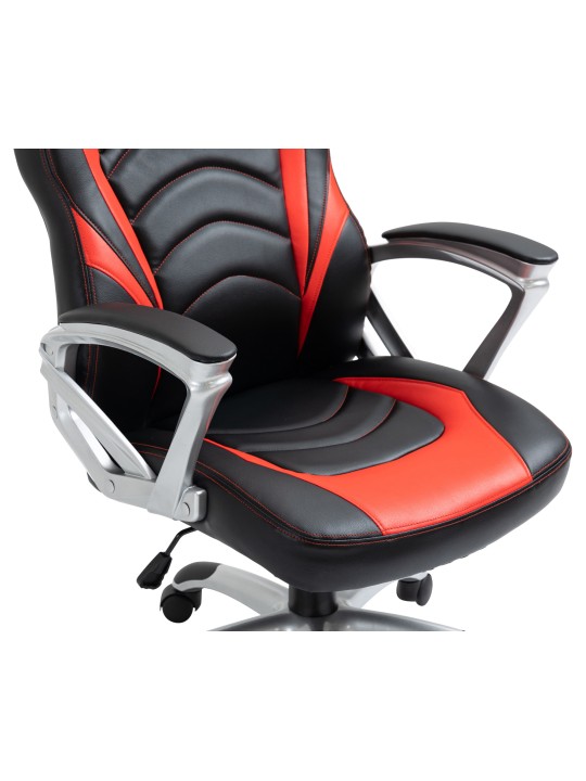 Kontorstol Foxton imiteret læder, sort/rød