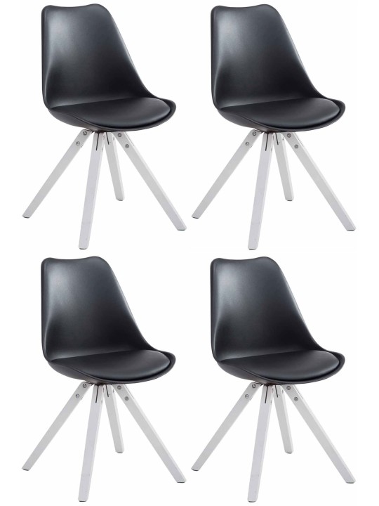Sæt med 4 stole Toulouse imiteret læder Square, sort Sæt med 4 stole Toulouse imiteret læder Square, sort