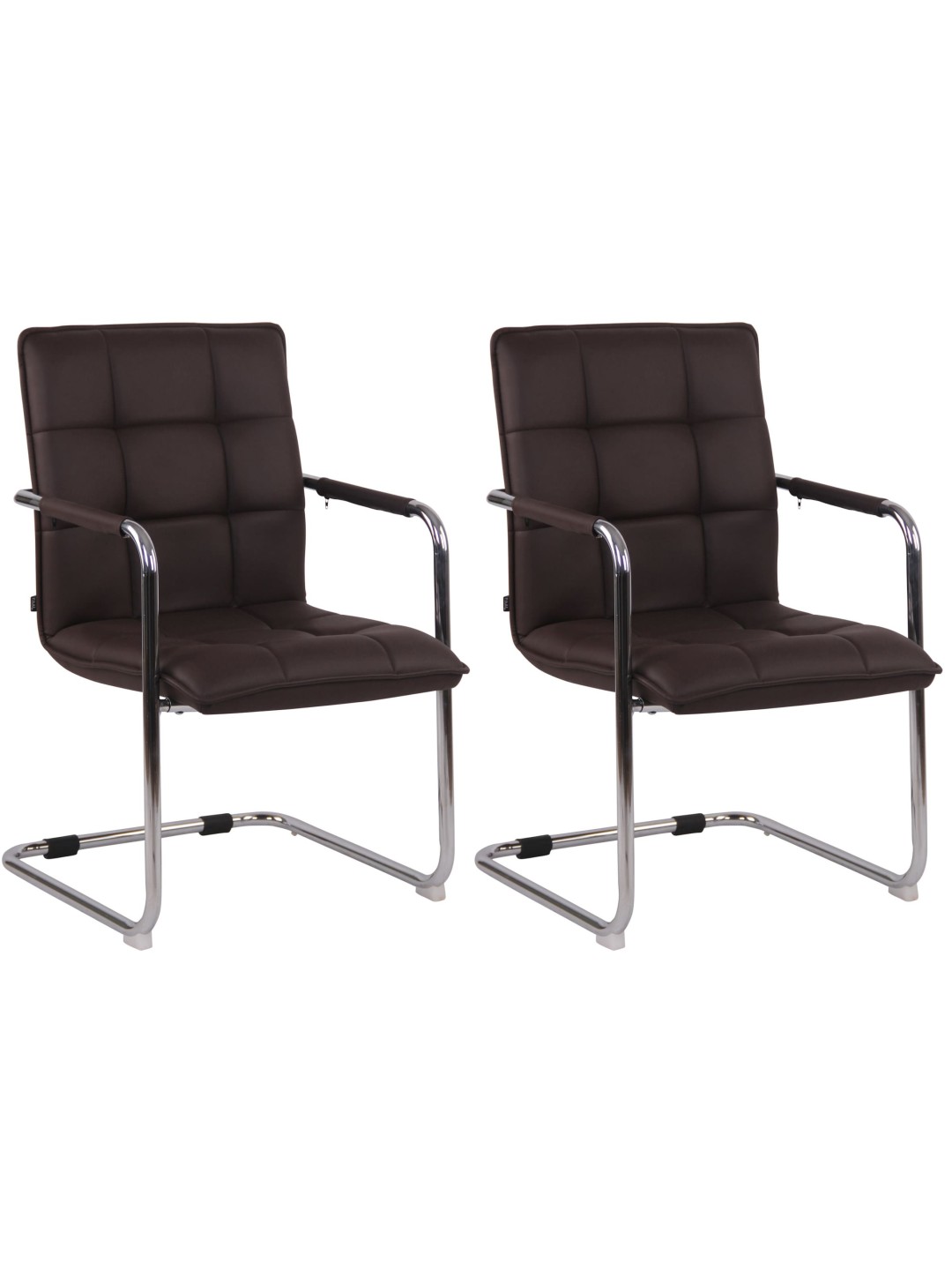 Sæt med 2 besøgsstole Gandia kunstlæder krom, brun