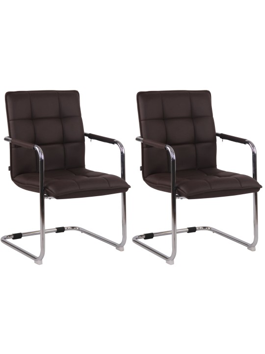 Sæt med 2 besøgsstole Gandia kunstlæder krom, brun Sæt med 2 besøgsstole Gandia kunstlæder krom, brun