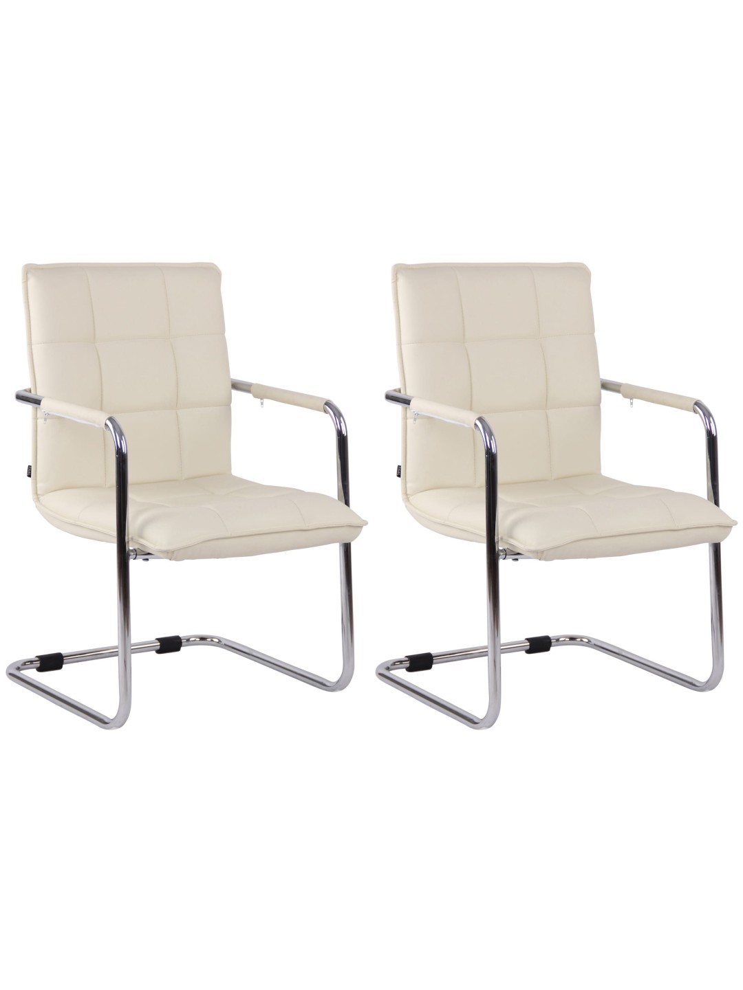 Sæt med 2 besøgsstole Gandia kunstlæder krom, creme