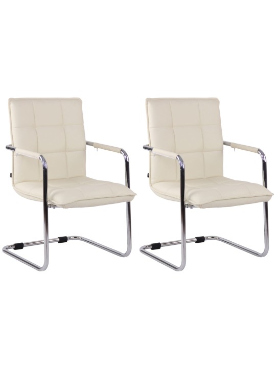 Sæt med 2 besøgsstole Gandia kunstlæder krom, creme Sæt med 2 besøgsstole Gandia kunstlæder krom, creme