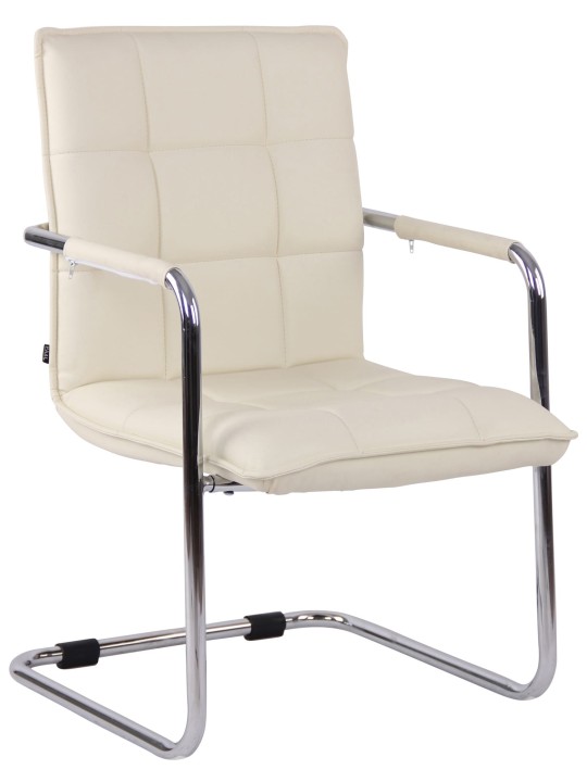 Sæt med 2 besøgsstole Gandia kunstlæder krom, creme Sæt med 2 besøgsstole Gandia kunstlæder krom, creme