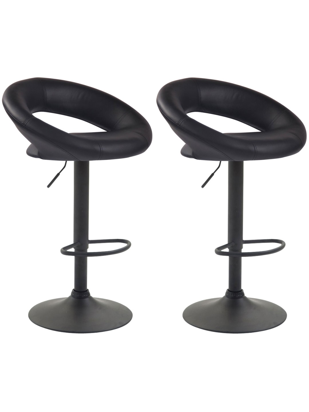 Sæt med 2 barstole Olinda imiteret læder, sort