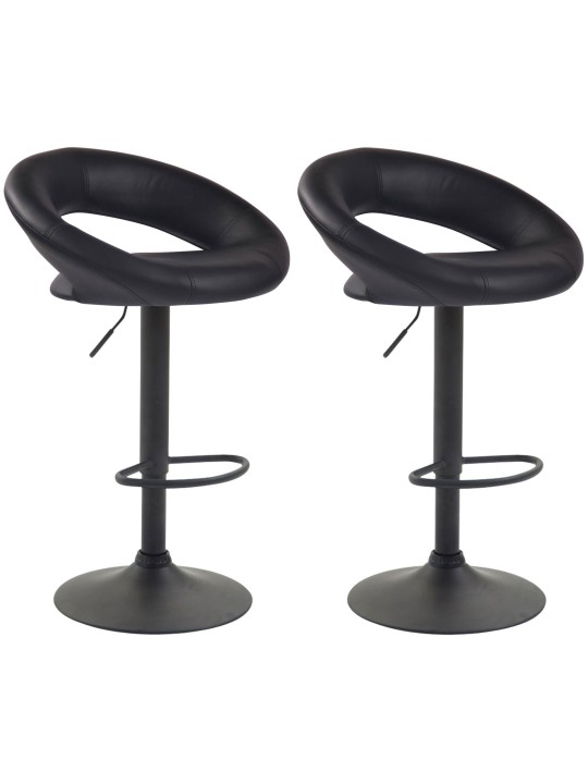 Sæt med 2 barstole Olinda imiteret læder, sort