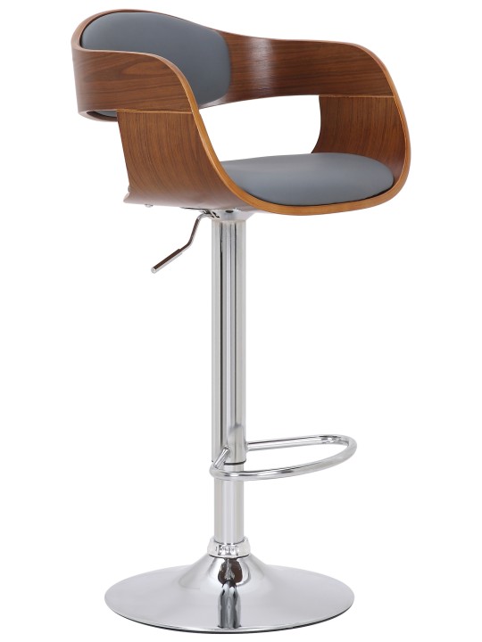 Sæt med 2 barstole Kingston C imiteret læder, valnød/grå