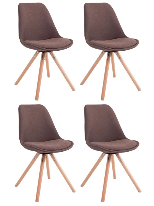 Sæt med 4 stole Toulouse Stof Natura Rund, brun Sæt med 4 stole Toulouse Stof Natura Rund, brun