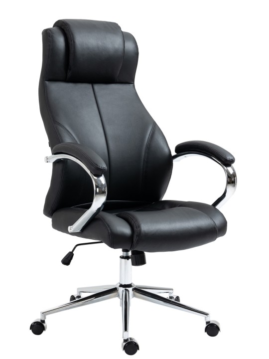 Kontorstol Salford ægte læder, sort