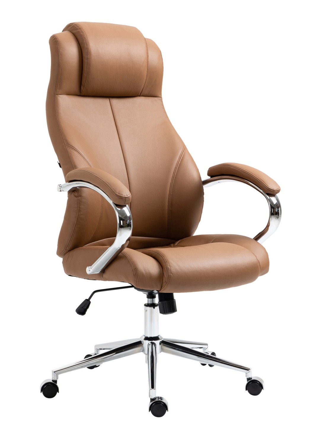 Kontorstol Salford ægte læder, lysebrun