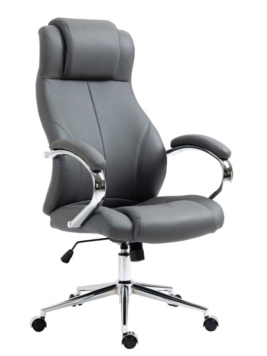 Kontorstol Salford ægte læder, grå