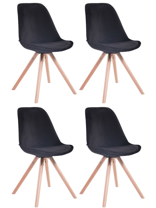 Sæt med 4 stole Toulouse fløjl rund natur, sort Sæt med 4 stole Toulouse fløjl rund natur, sort